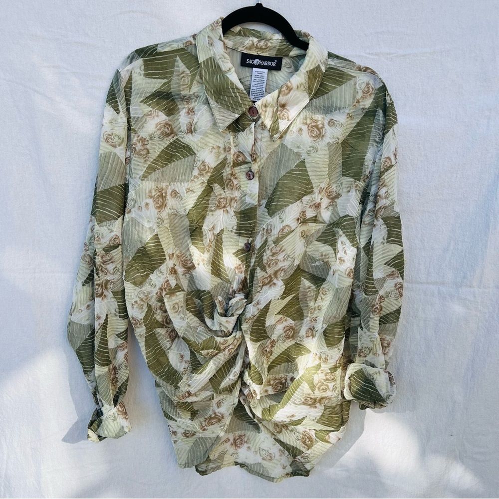 Sag Harbor Light Olive Textured Top